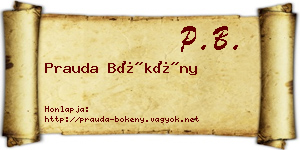 Prauda Bökény névjegykártya